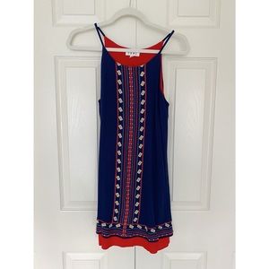 THML Navy blue and red embroidered dress, S